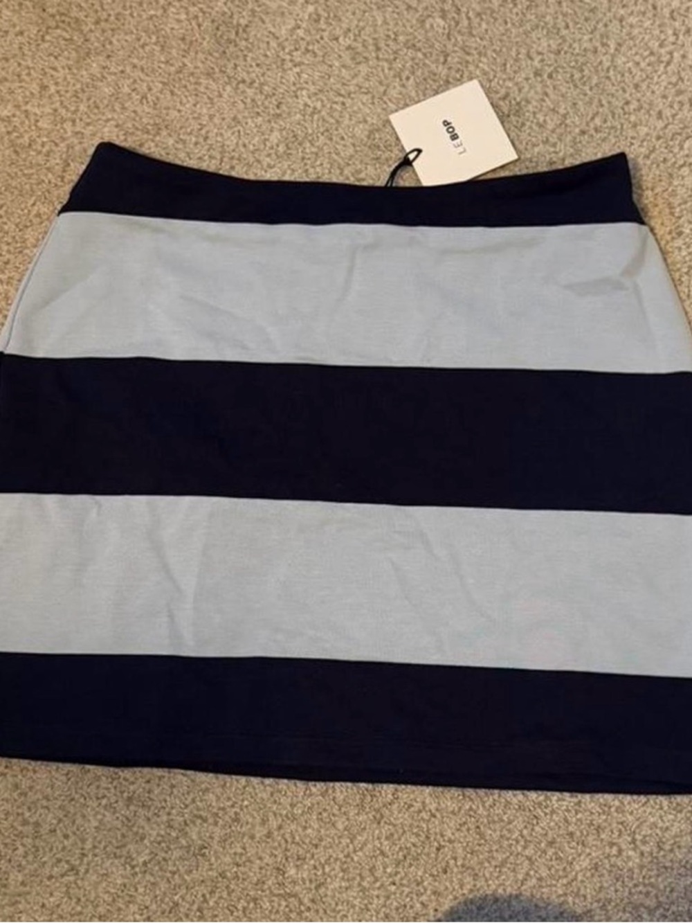 Navy and Light Blue Striped Knit Skirt
